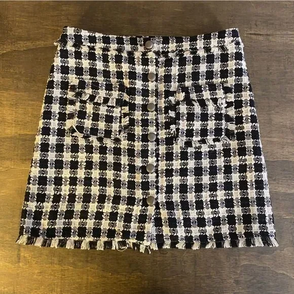 Carolina Belle Black and White Plaid Skirt - Picture 2 of 5